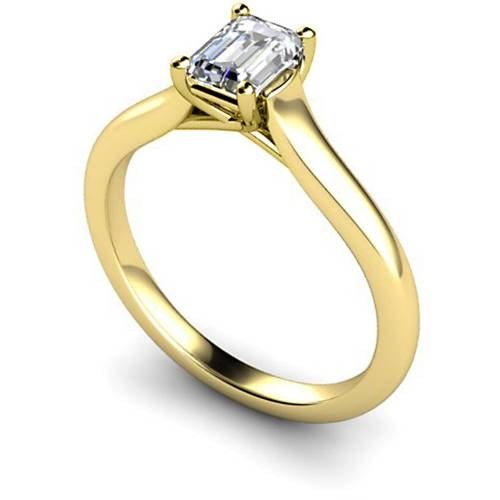Crossover Setting Emerald cut Solitaire Lab Grown Diamond Rings